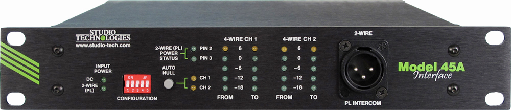 Model 45A 2-Wire Analog Audio to 4-Wire Analog Audio Interface