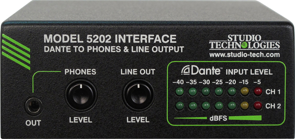 Model 5202 Dante to Phones and Line Output Interface