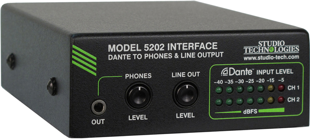 Model 5202 Dante to Phones and Line Output Interface