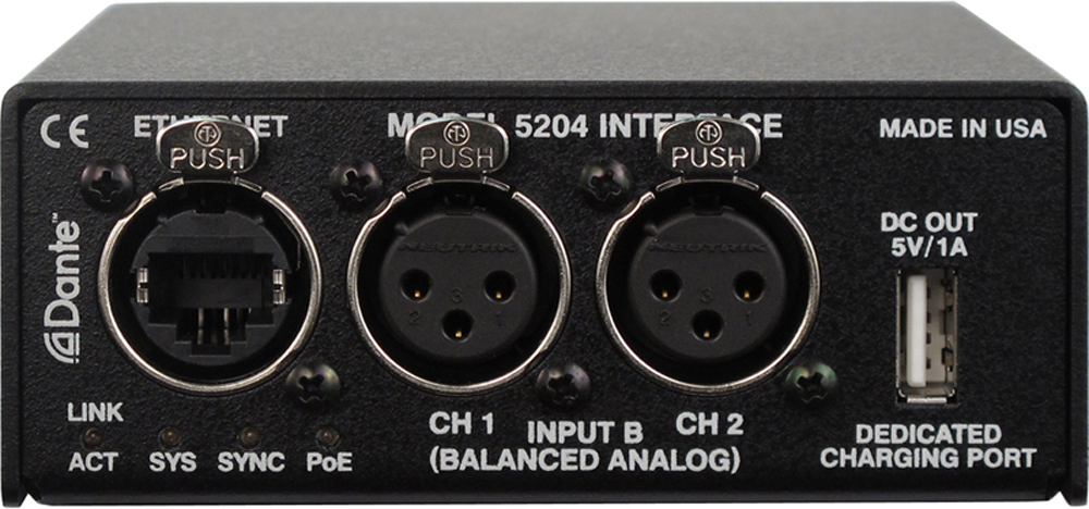Model 5204 Dual Line Input to Dante Interface