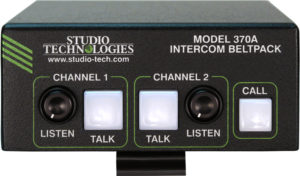 Model 370A Intercom Beltpack: Two Channels, 5-Pin Female Headset Connector
