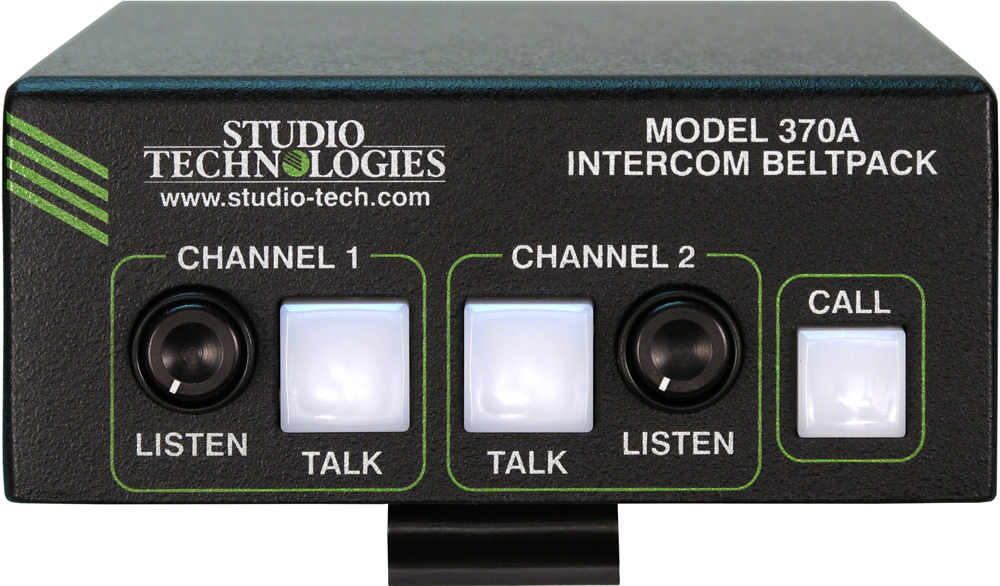 Model 370A Intercom Beltpack: Two Channels, 5-Pin Female Headset 