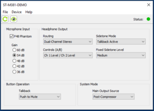 STcontroller Software Application Example Product-Specific Device View Dialog